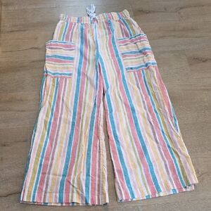 Roxy Multicolor Striped Casual Wide Legged Bottoms Size Small